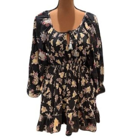 Free People “Camella” Floral Mini Dress in Black – Size Medium – NWOT - Picture 1 of 10